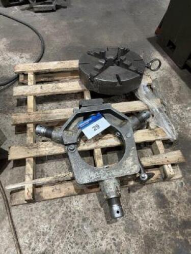 PRATT and BURNERD 4 Jaw 11" Chuck and 8" Diameter Machine Steady