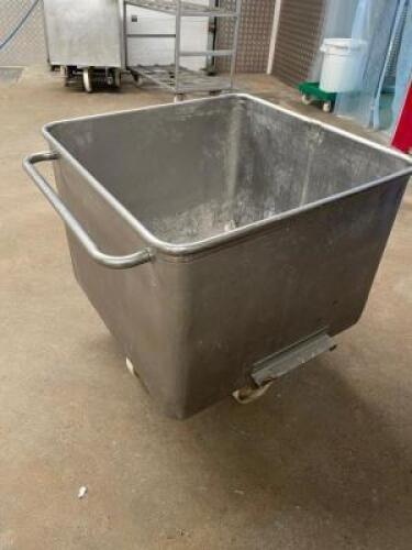 4 x Stainless Steel 200L Mobile Tote Bins / Euro Tubs