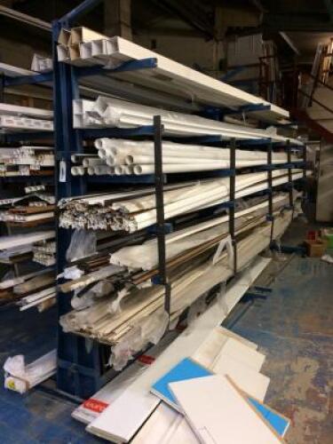 Four Sections of Seven Tier Double Sided Racking; each Section measures 2200mm long x 2400mm high (Contents Excluded)