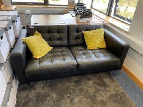 2 DARK GREY 2 Seater LEATHER Sofas; 1650mm (L) x 900mm (W) x 750mm (H)