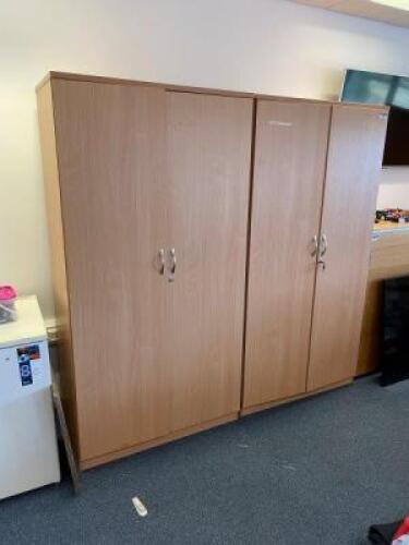 2 x BEECH Finish 2 Door, 4 Tier Storage Cupboards 2000mm (H) s 1020mm (W) x 550mm (D)