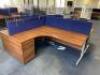 Dark Walnut 4 Sided Island WorkCentre, to Consist of 2 x Left Hand & 2 x Right Hand Desks with Computer Management Apertures 1800mm (L) x 1200mm (W), 4 x Dark Walnut 3 Drawer Desk Height Pedestal Units, 4 x Desk Dividers in Royal Blue Fabric with Addition - 3