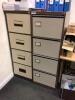 2 x Four Drawer Two Tone Brown Filing Cabinets