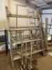 Scaffolding 6 Frames, 4 Outrigs, 4 Legs with Wheel, 3 Platforms; EIGER 500 Single Width 3 Tier Scaffold Tower, Maximum Working Height: 3m Platform; Size: 1700mm x 600mm, 1500mm (W); Mobile Aluminium Tower Set consisting of 4 x Frames 1500mm (L) x 2000mm ( - 2