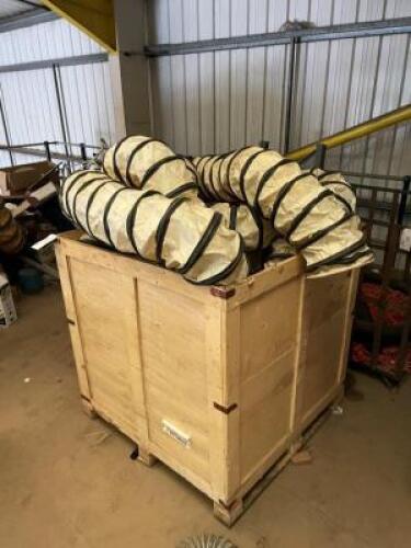 2 x 20m 270mm Diameter Ducting to include Wooden Storage Box, Moveable with Pallet Truck or Forklift; Overall Dimensions: 1120mm (W) x 1120mm (D) x 1120mm (H); WS URN: 159; This Lot is located in Doncaster