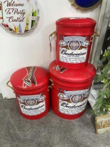 3 x 'Budwiser' Style Storage Bins