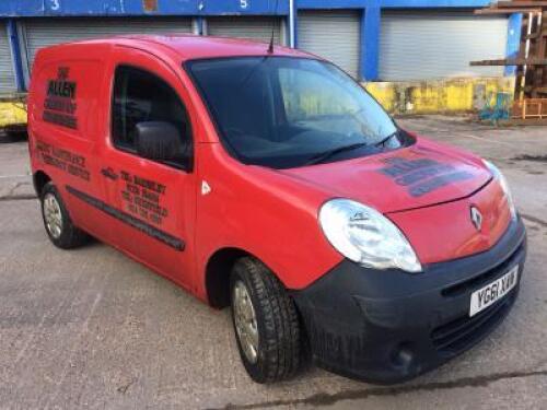 RENAULT Kangoo ML19 Freeway DCI Panel Van; VRM: YG61XAN; Date of Registration: 30 September 2011; MOT: 30 September 2018; Odometer: 92,200