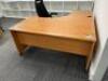 1 x Cherry Left Hand Curve Workstation; Dimensions: 1600mm (L) x 1200mm (W); 1 x Cherry Right Hand Curve Workstation; Dimensions: 1500mm (L) x 1200mm (W); 2 x Desk Height 3 Drawer Pedestal Drawer Units; 1 x Cherry 4 Drawer Filing Cabinet; 1 x Cherry 4 Tie