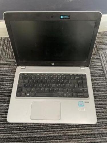 HEWLETT-PACKARD ProBook 430 G4 Laptop Computer with Charger; Specification: GenuineIntel, Intel(R) Core(TM) i5-7200U CPU @ 2.50GHz, Cores: 2, Stepping: 9, Nominal speed: 2500MHz, Max speed: 3100MHz, External Clock: 100 MHz; RAM: 12GB; Hard Drive: 250GB S