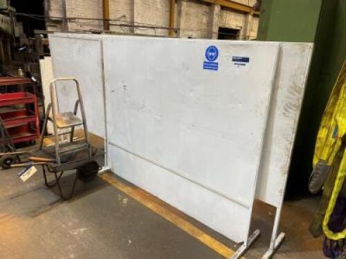 3 x Metal Framed /Clad Welding Screens 1 x 3350mm (L) x 1700mm (W); 1 x 2000mm (L) x 1700mm (H); 1 x 1250mm (L) x 1700mm (H)