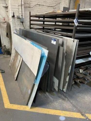 Contents of Vertical Sheet Rack to Include Stainless Steel and Aluminium Stock Sheets