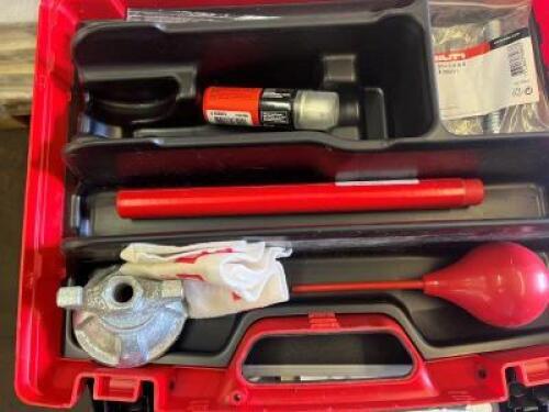 HILTI Accessories to include PUA70 Marker Pen Set, TE-CX 20/22 150MM Drill Bit, DD-CS M16 Bolt, Lubricant Spray, HKV M16X65 Drop-in Anchor, Lump Hammer, HSD-G M16 Cover Plate, etc.