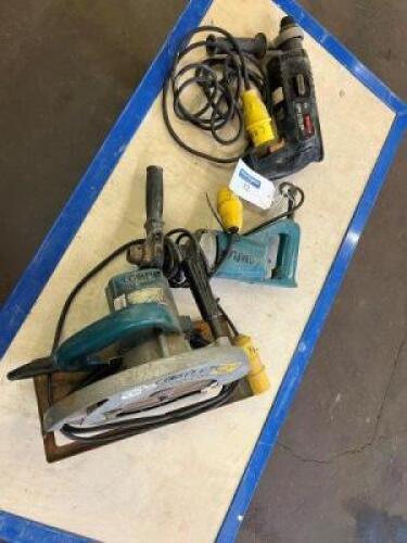 MAKITA SR2300 Circular Saw (110v), MAKITA 6419B Hammer Drill (110v) and BOSCH 2/20SE Hammer Drill