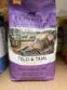 9 x 2.5kgs Bags of SKINNER'S Field & Trial Dog Food comprising: 1 x Light & Senior Working Dog, Best Before: June 2024; 1 x Chicken & Rice Adult Working Dog, Best Before: Aug 2024; 1 x Grain Free Recipe Chicken & Sweet Potato, Best Before: Aug 2023; 2 x P - 3