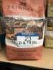 9 x 2.5kgs Bags of SKINNER'S Field & Trial Dog Food comprising: 1 x Light & Senior Working Dog, Best Before: June 2024; 1 x Chicken & Rice Adult Working Dog, Best Before: Aug 2024; 2 x Grain Free Recipe Chicken & Sweet Potato, Best Before: Aug 2023; 2 x P