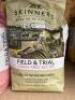 9 x 2.5kgs Bags of SKINNER'S Field & Trial Dog Food comprising: 1 x Light & Senior Working Dog, Best Before: June 2024; 1 x Chicken & Rice Adult Working Dog, Best Before: Aug 2024; 2 x Grain Free Recipe Chicken & Sweet Potato, Best Before: Aug 2023; 2 x P - 2