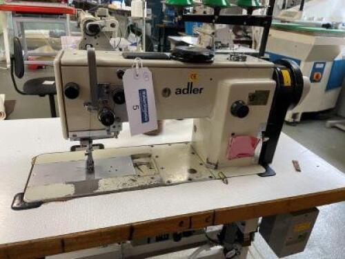 ADLER Model 467FA-373G2 Lockstitch Sewing Machine; Foot Operated Pedals on Mobile Frame; Serial Number: 461885; Table Size: 1060mm (L) x 500mm (W); Includes Operators Chair