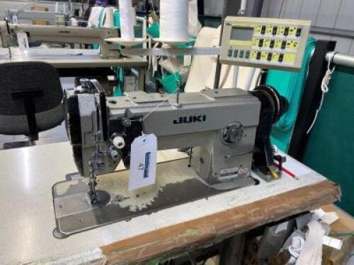 JUKI Model DNU-241-4 with ELKA Modular V730 Digital Control; 1-Needle Walking Foot Industrial Sewing Machine; Foot Operated Pedals on Pedestal Frame; Serial Number: S01115; Table Size: 1060mm (L) x 500mm (W) Includes Operators Chair