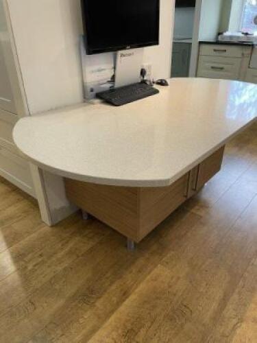 White Marble Worktop on Brown Ash effect unit (1800mm x 900mm) (Excludes Monitor)