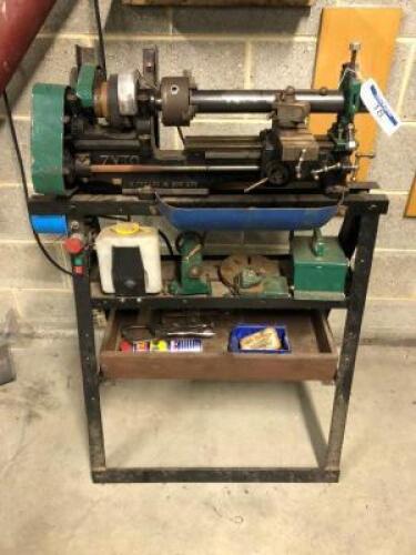 S TYZACK&SON Belt Driven Metal Lathe, 380mm Bed, To Include: Various Tooling, and In House Manufactured Swarf Trap and Stand