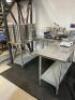 3 x Stainless Steel Prep Tables; 2 x 1200mm (L) x 600mm (W); 1 x VOILAMART Stainless Prep Table 1400mm (L) x 600mm (W)