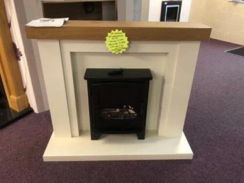 ELGIN & HALL Model:2769 Prysm Electric Stove Suite with Programmable Remote, MDF Charlestown Flat to Wall Surround; Output: 2kw; (240v) Surround Size: 1170mm(W) x 1000mm(H) x 380mm(D); (RRP: £1,335) (Showroom Display) (Please note it is the Buyer's Respon