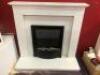 Flush to Wall Black Electric Fire Suite With Crystal Glo Gems and Log Set; Including White Marble Surround; Overall Size: 1000mm(W) x 960mm(H) x 380mm(D); RRP: £599 (Showroom Display) (Please note it is the Buyer's Responsibility to disconnect and remove 