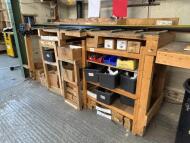 In House Fabricated Timber Workbench/Infeed/Outfeed Table with Record 6'' Engineers Vice; Table Dimensions: 6000mm (L) - 4