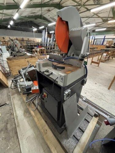 ELUMATEC Double Head Aluminium Profile Mitre Saw; Cutting Length: 3000mm (L); Year: 1998; Note: Model Unknown; Saw Decommissioned and Stored to Pallet Pending Installation (Prior to Insolvency)