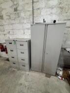 2 Door Steel Storage Cabinet and 2 x 4 Drawer Filing Cabinets