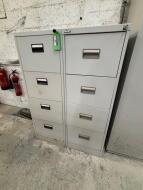 2 Door Steel Storage Cabinet and 2 x 4 Drawer Filing Cabinets - 3