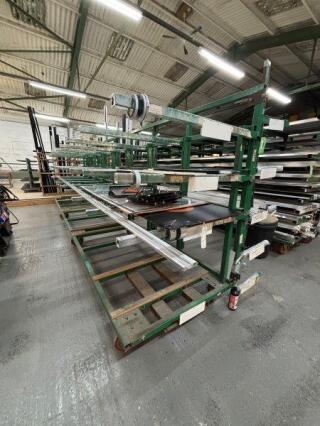 4 Tier Double Sided Profile Rack with 4 Small Extension Arms - 6500mm (L) x 1200mm (D) x 2440mm (H); Please Note Rack requires Splitting in Length to exit Building