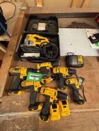 Quantity of DEWALT Power Tools to include Jigsaw (240V) and 6 DEWALT Cordless Driver Sets includes 3 x 10.8v 2 Amp Batteries and Charger