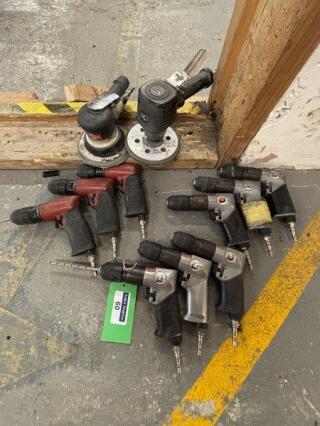 12 Various Pneumatic Tools to include Pistol Drills and 150mm Diameter Disc Sander