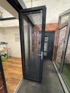 3 Panel Bi-Fold Door Set with Opening Leaf (Includes Internal Blind to Opening Leaf Only); Ex-Display; Dark Grey/Dark Grey; 2100mm (W) x 2300mm (H) Buyer to Satisfy Sizes - 3