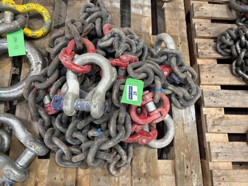 4 x 1 Leg 12 Tonne D-Pivot Ring and D-Shackle 2400mm (L) Chain Set (URN 9)