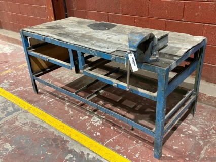 1 x Steel Framed Work Bench With RECORD No6 6'' Vice