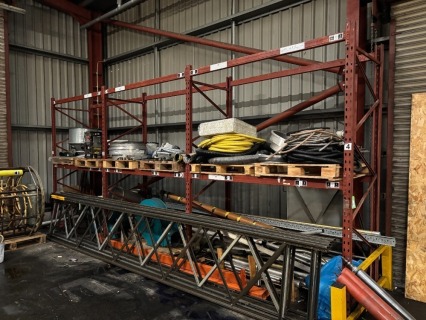 4 Bays Pallet Racking comprising 2 x 1100mm (w) x 4200mm (h) Frames and 4 x 1100mm (w) x 3050mm (h) Frames, and 8 x 3300mm (l) x 130mm (d) and 12 x 2300mm (l) x 90mm (w) Cross Beams