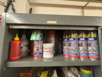 Contents to Top Shelve comprising a Large Quantity of Lubricants and Aerosols (see Description and Photographs for further Information)