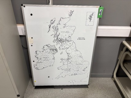 1200mm x 900mm White Board with UK Regional Map