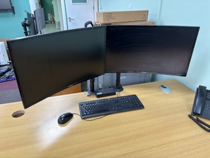 2 x SAMSUNG Model C27F396FHR 27'' Desk Mounted Curved Monitors