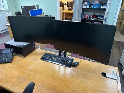 2 x SAMSUNG Model C27F398FWR 27'' Desk Mounted Curved Monitors