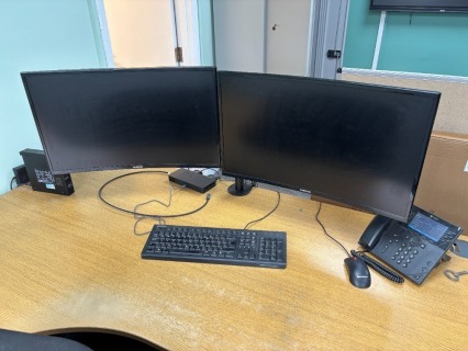 2 x SAMSUNG Model C27F396FHR 27'' Desk Mounted Curved Monitors