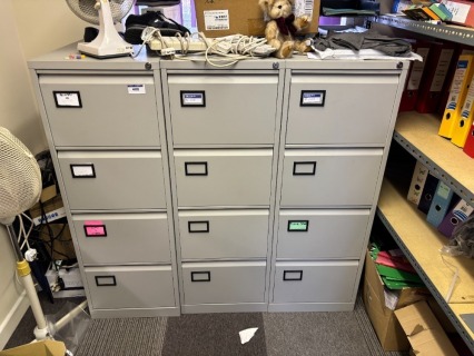 3 x Four Drawer Steel Filing Cabinets