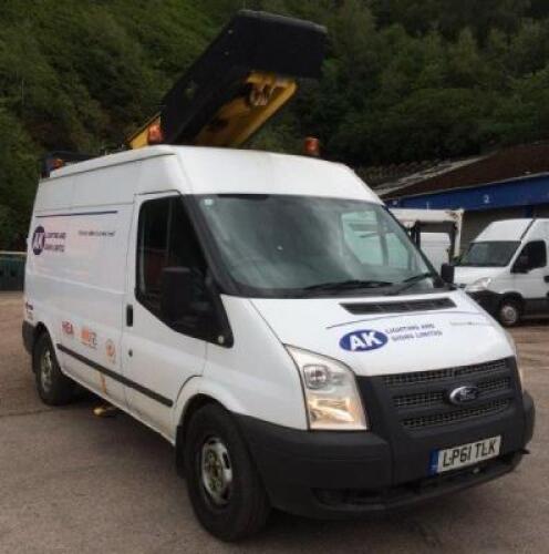 FORD Transit 100 T350 Versalift ET36LF Access Platform Cherry Picker; VRM: LP61TLK; Odometer Reading: 75,036; Date of Registration: 13 December 2012: MOT Expires: 10 January 2019