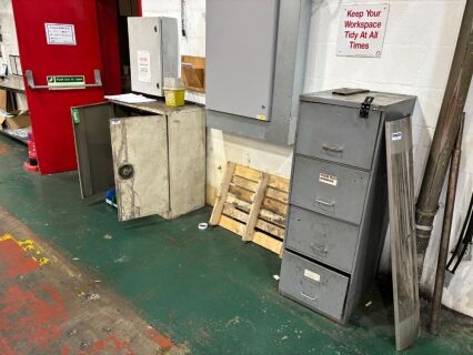 Double Door Steel Cabinet and a Four Drawer Filing Cabinet