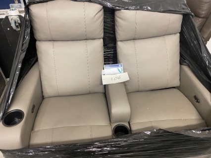 2 Section Beige Leather Cinema Chair Recliner