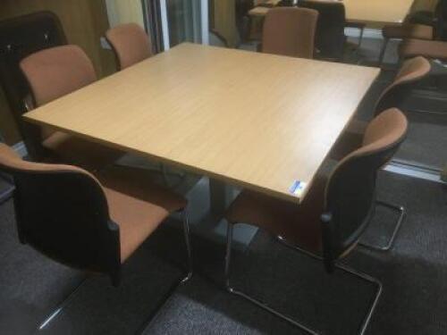 1900mm x 1900mm Light Oak Meeting Table with 6 x Russet Upholstered Meeting Chairs