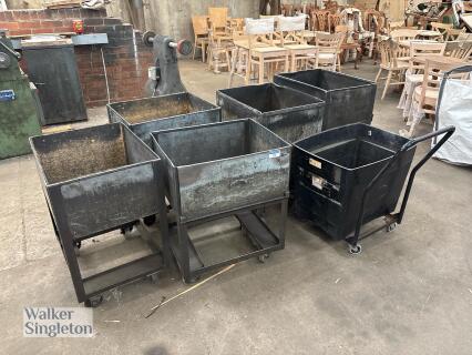 6 x mobile steel metal cut off trolleys