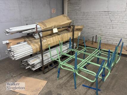 Various metal frames & Large quantity of fluorescent tubes